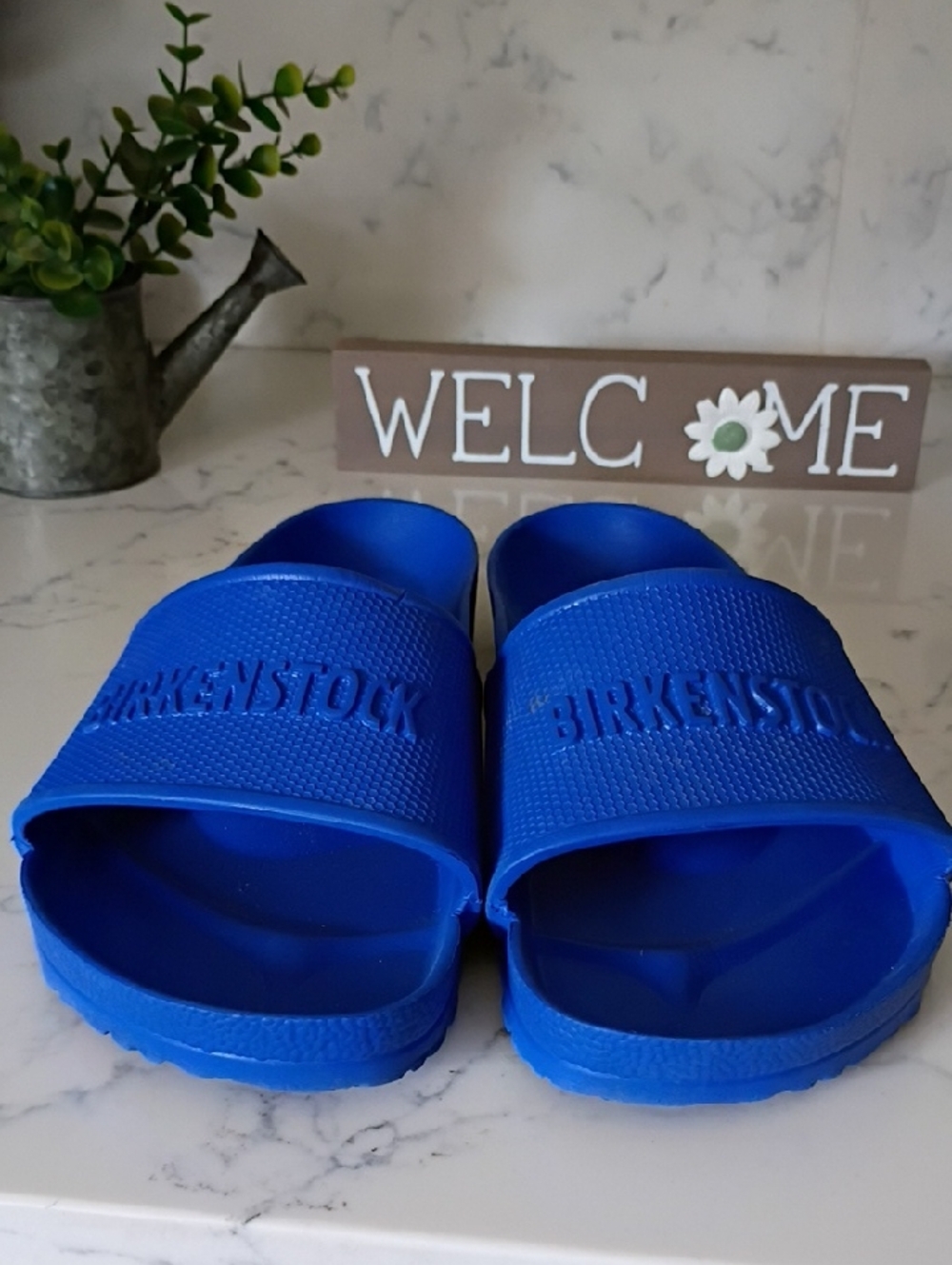 Birkenstock Bright Blue Slide Sandals